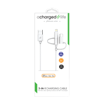 ACharged Life 3-in-1 Cable 3.3Ft White (CL203)